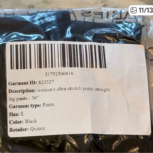 Quince Black Ponte Straight Leg Pants Sz L Ultra Stretch - Picture 7 of 8